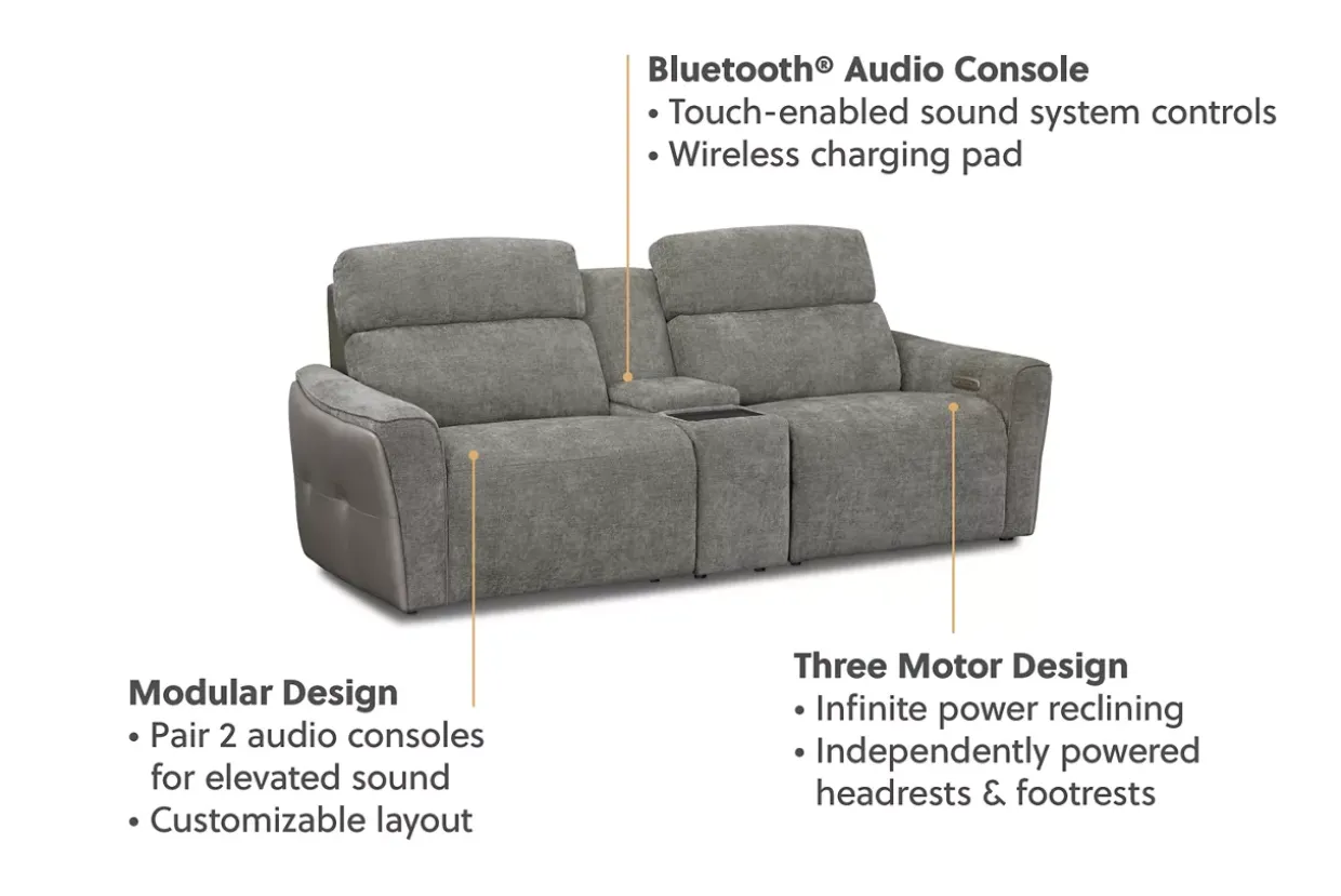Century Power Loveseat with Audio Console