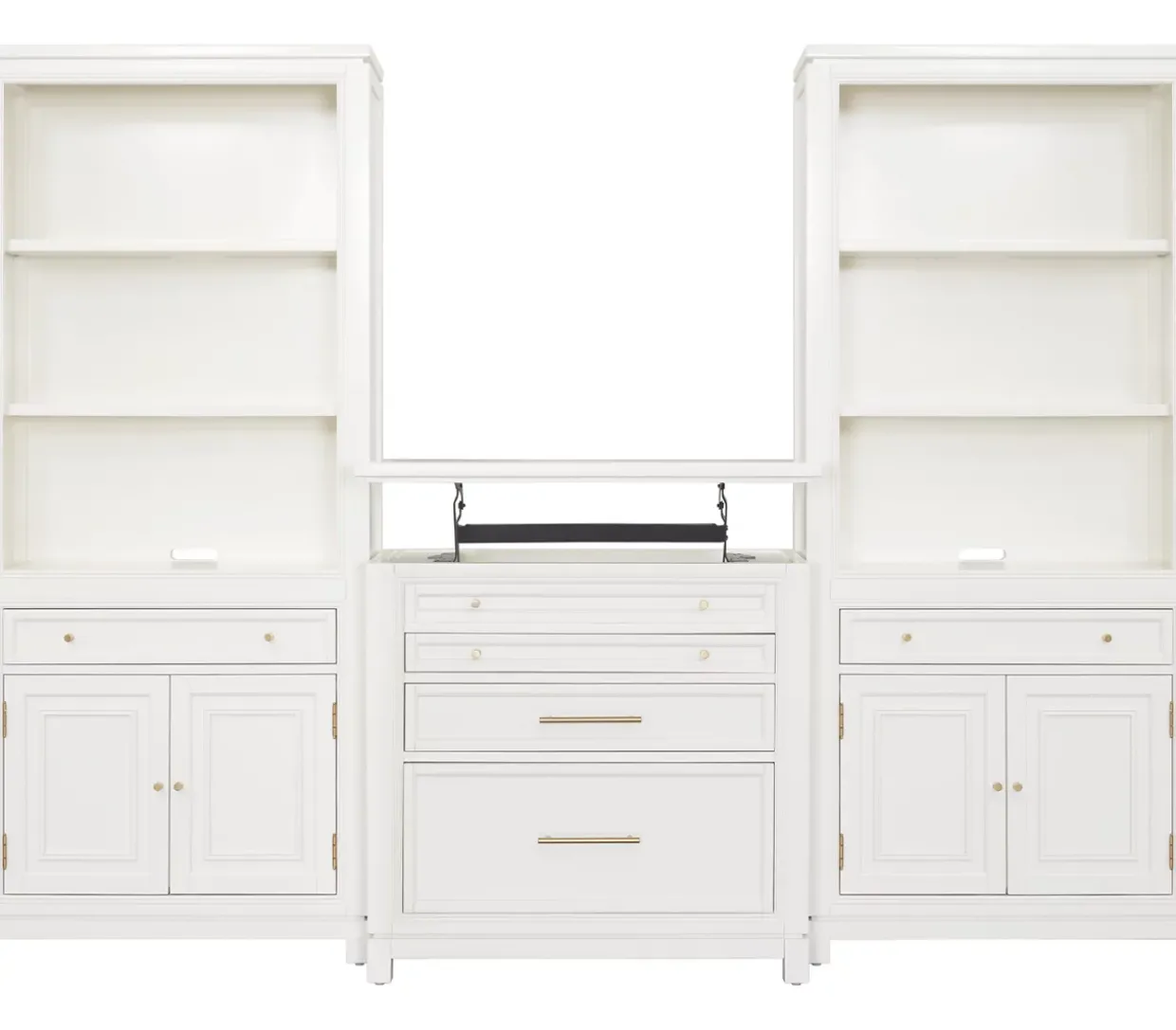 Mabry Bookcase Wall with Lift Top File Cabinet