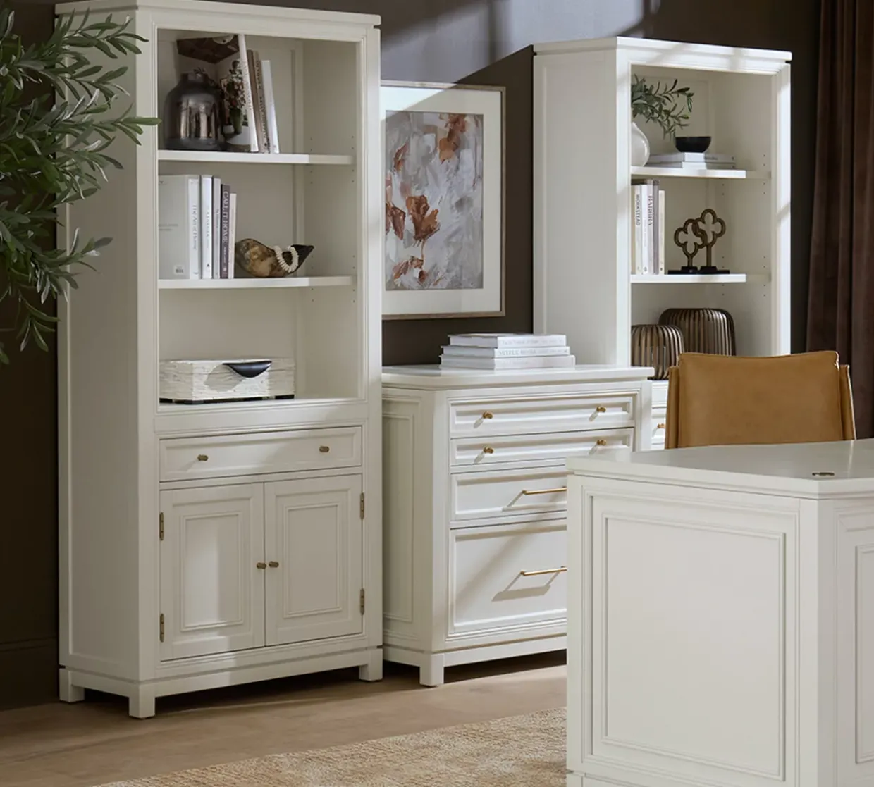 Mabry Bookcase Wall with Lift Top File Cabinet